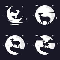 ilustração vetorial gráfico de veado com fundo de lua. perfeito para usar em camisetas ou eventos vetor