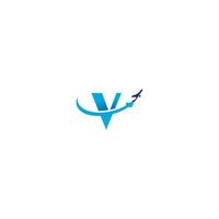 inspirações do logotipo do avião da letra v vetor