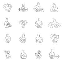 Ícones de ginásio de fitness musculação