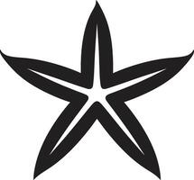 estrelado símbolo estrelas do mar crachá solo oceânico jóia Preto estrelas do mar marca vetor