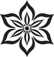 simplista floral esboço monocromático icônico ícone robusto pétala estrutura Preto designado floral Projeto vetor
