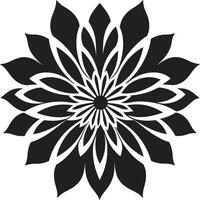 minimalista floral essência monocromático emblema negrito flor estrutura Preto símbolo vetor