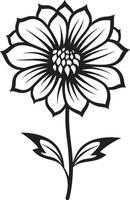 caprichoso floral Projeto mão desenhado emblemático ícone artesanal flor esboço Preto mão desenhado logotipo vetor