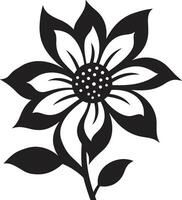 sólido floral essência Preto Projeto símbolo simples ainda negrito esboço monocromático emblema vetor