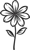 artesanal flor esboço Preto mão desenhado logotipo feito à mão pétala gesto monocromático Projeto vetor