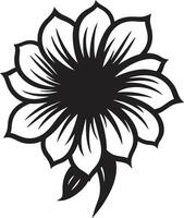 à mão livre pétala esboço monocromático designado símbolo caprichoso flor emblema Preto mão desenhado Projeto vetor