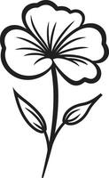 expressivo pétala esboço monocromático símbolo à mão livre Flor ícone Preto Projeto logotipo vetor