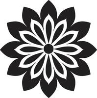 singular Flor emblema icônico detalhe monocromático floral estilo emblemático marca vetor