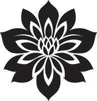 artístico flor estilo Preto emblema marca sofisticado floral detalhe monocromático marca vetor