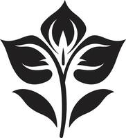 singular Flor emblema Preto marca detalhe artístico floral estilo monocromático emblemático vetor