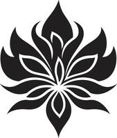 elegante floral impressão Preto símbolo à moda pétala emblema icônico detalhe vetor