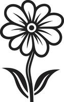 à mão livre floral gesto monocromático Projeto símbolo rabiscado flor monocromático esboço emblema vetor