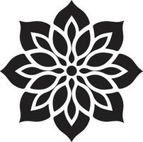 chique flor detalhe icônico emblema marca monocromático floral ícone à moda detalhe vetor