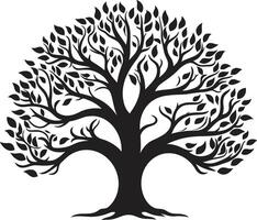 lustroso Preto árvore ícone emblemático detalhe icônico folhagem símbolo Preto Projeto vetor