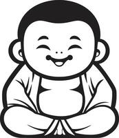 harmonioso júnior Preto emblemático Buda zen Flor desenho animado criança silhueta vetor