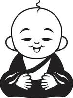 iluminado infantil ic serenidade sprite Preto Buda emblema vetor