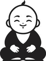 minúsculo tranquilidade Buda emblema zen pequeno 1 Preto criança Buda vetor