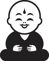 zen berçário Buda criança silhueta divino criança Preto vetor