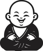 iluminado infante Buda emblema Buda bambino zen criança emblema vetor