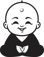Buda amor sereno desenho animado emblema chibi iluminação Buda vetor