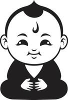divino criança Preto Buda bebê flor Buda vetor
