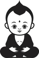 iluminado infantil ic chibi serenidade Preto Buda emblema vetor