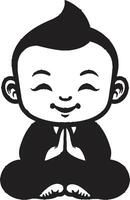 serenidade sprite Buda emblema zen jovem Preto vetor