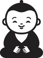 pacífico prodígio Buda criança lótus pequeno 1 mini monge emblema vetor