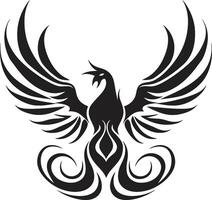 eterno fogo emblema Preto Aumentar Fénix asas emblema vetor