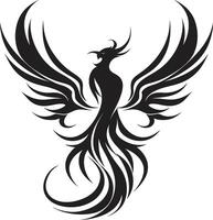 inferno subir símbolo Preto emblemático Fénix brilho asas vetor