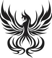 Renascimento pássaro de fogo emblema chama resiliência símbolo Preto emblemático vetor