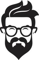 encantador bigode desenho animado hipster homem face Preto eclético elegância Preto do desenho animado hipster homem face vetor