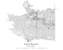 Vancouver , Canadá, urbano detalhe ruas estradas mapa, elemento modelo imagem vetor