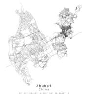 Zhuhai,China,urbano detalhe ruas estradas mapa, elemento modelo imagem vetor