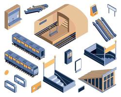 metrô subterrâneo conjunto isométrico vetor