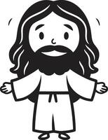 piedosos graça desenho animado Jesus Preto messias sorrir fofa Preto vetor