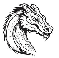Dragão místico face esboço logotipo desenhado dentro rabisco estilo ilustração vetor