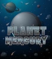 cartaz do logotipo da palavra planeta mercúrio vetor