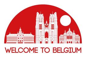 Bélgica famoso ponto de referência silhueta estilo, ilustração vetor