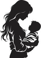 Eterno abraço do mãe segurando recém-nascido família serenidade emblemático elemento para mãe e criança vetor