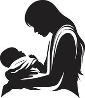 Eterno abraço do mãe segurando recém-nascido família serenidade emblemático elemento para mãe e criança vetor