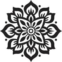 infinito serenidade monocromático emblema apresentando mandala dentro elegante transcendental padrões lustroso Preto com mandala dentro monocromático vetor