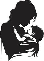 □ Gentil guardião mãe segurando bebê emblema celestial momentos do mãe e criança vetor