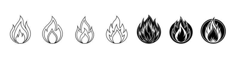 conjunto de ícones de fogo vetor