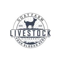 bode logotipo Projeto bode Fazenda ilustração gado gado silhueta retro rústico vetor
