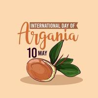 internacional dia do argania celebração Projeto com a argan óleo. pode 10º internacional argania dia celebração cobrir bandeira argan árvores dentro Marrocos. vetor
