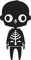 brincalhão esqueleto charme Preto desenho animado osso companheiro fofa vetor