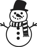 encantador boneco de neve maravilha fofa adorável Nevado abraço Preto vetor