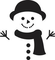 encantador boneco de neve deleite Preto adorável Nevado abraço fofa vetor