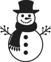 encantador boneco de neve deleite fofa adorável Nevado abraço Preto boneco de neve vetor